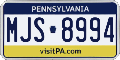 PA license plate MJS8994