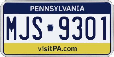 PA license plate MJS9301