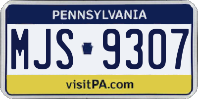 PA license plate MJS9307