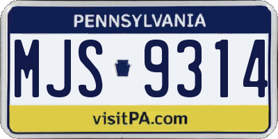 PA license plate MJS9314