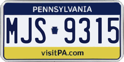 PA license plate MJS9315