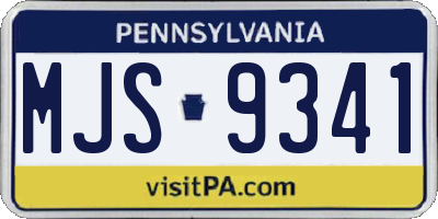 PA license plate MJS9341