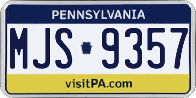 PA license plate MJS9357