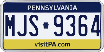 PA license plate MJS9364