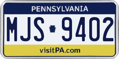 PA license plate MJS9402