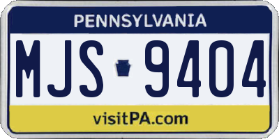 PA license plate MJS9404