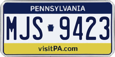 PA license plate MJS9423