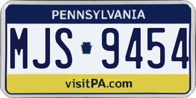 PA license plate MJS9454