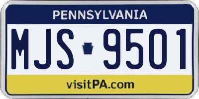 PA license plate MJS9501