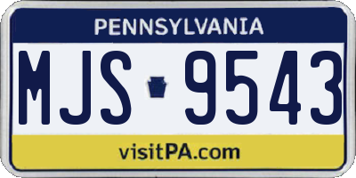 PA license plate MJS9543