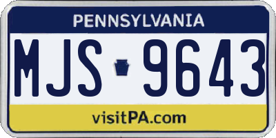 PA license plate MJS9643