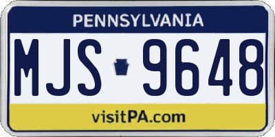 PA license plate MJS9648