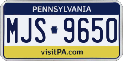 PA license plate MJS9650