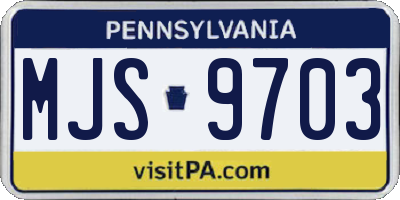 PA license plate MJS9703