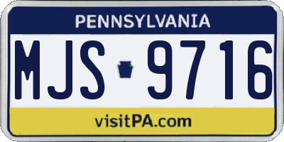 PA license plate MJS9716