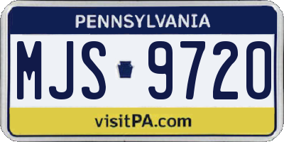 PA license plate MJS9720
