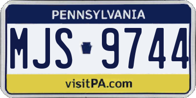 PA license plate MJS9744