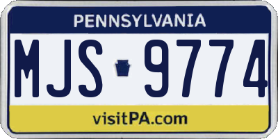 PA license plate MJS9774