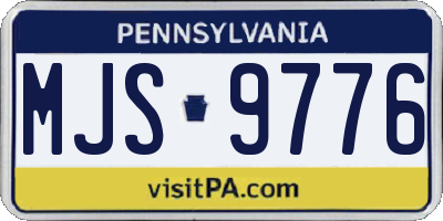 PA license plate MJS9776