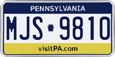 PA license plate MJS9810