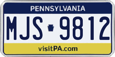 PA license plate MJS9812