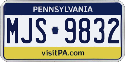 PA license plate MJS9832