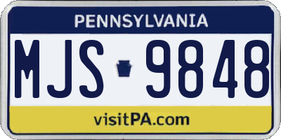 PA license plate MJS9848