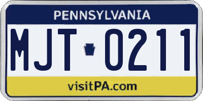 PA license plate MJT0211