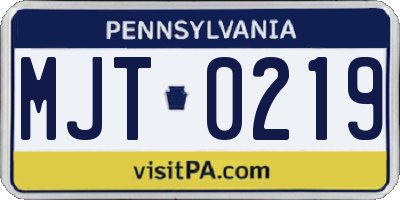 PA license plate MJT0219