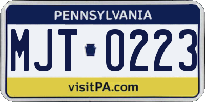 PA license plate MJT0223