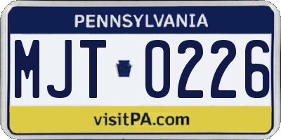 PA license plate MJT0226