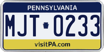 PA license plate MJT0233