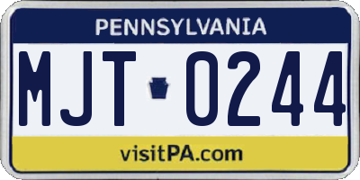 PA license plate MJT0244