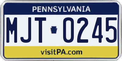 PA license plate MJT0245
