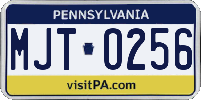 PA license plate MJT0256