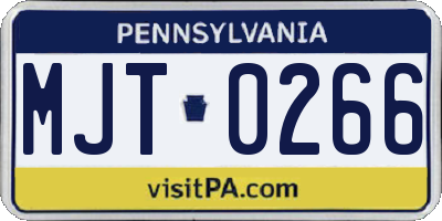 PA license plate MJT0266