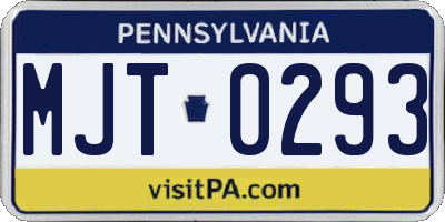 PA license plate MJT0293