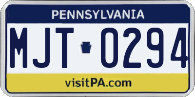 PA license plate MJT0294