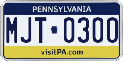 PA license plate MJT0300