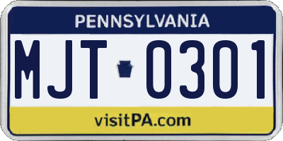 PA license plate MJT0301