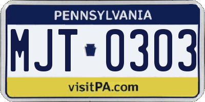 PA license plate MJT0303