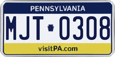 PA license plate MJT0308