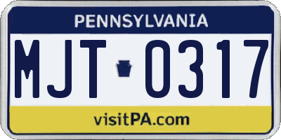 PA license plate MJT0317