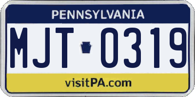 PA license plate MJT0319