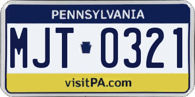 PA license plate MJT0321