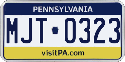 PA license plate MJT0323