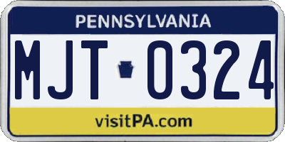 PA license plate MJT0324