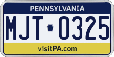 PA license plate MJT0325
