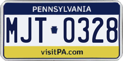 PA license plate MJT0328
