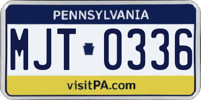 PA license plate MJT0336